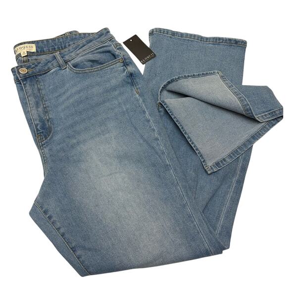 Size 16 | NWT | ELOQUII Women’s Distressed Straight Leg Split Inseam Hem Jeans - Picture 1 of 5
